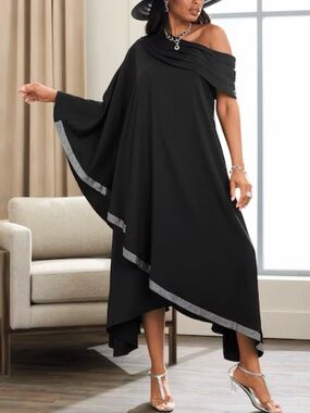 ASHRO Off-The-Shoulder Dress with Rhinestone Trim -NWOT Size Large